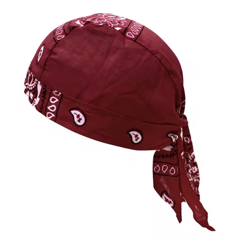 New European and American outdoor riding pirate hat cotton print multicolor hip-hop headscarf black rapper hat durag Brand MM