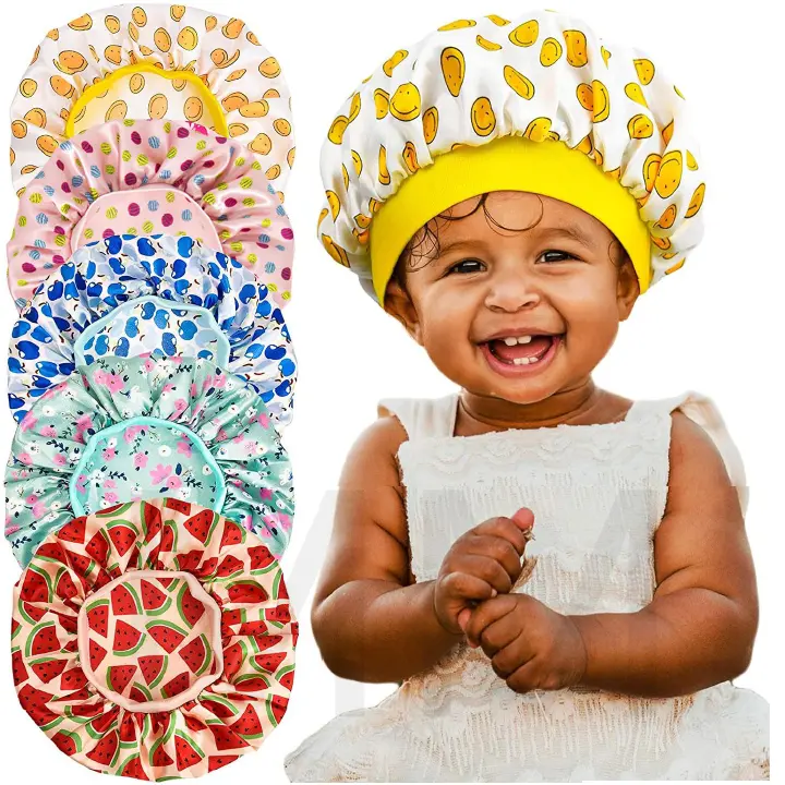 Hot selling beautiful kids fashion nightcap batik print double layer round cap free size