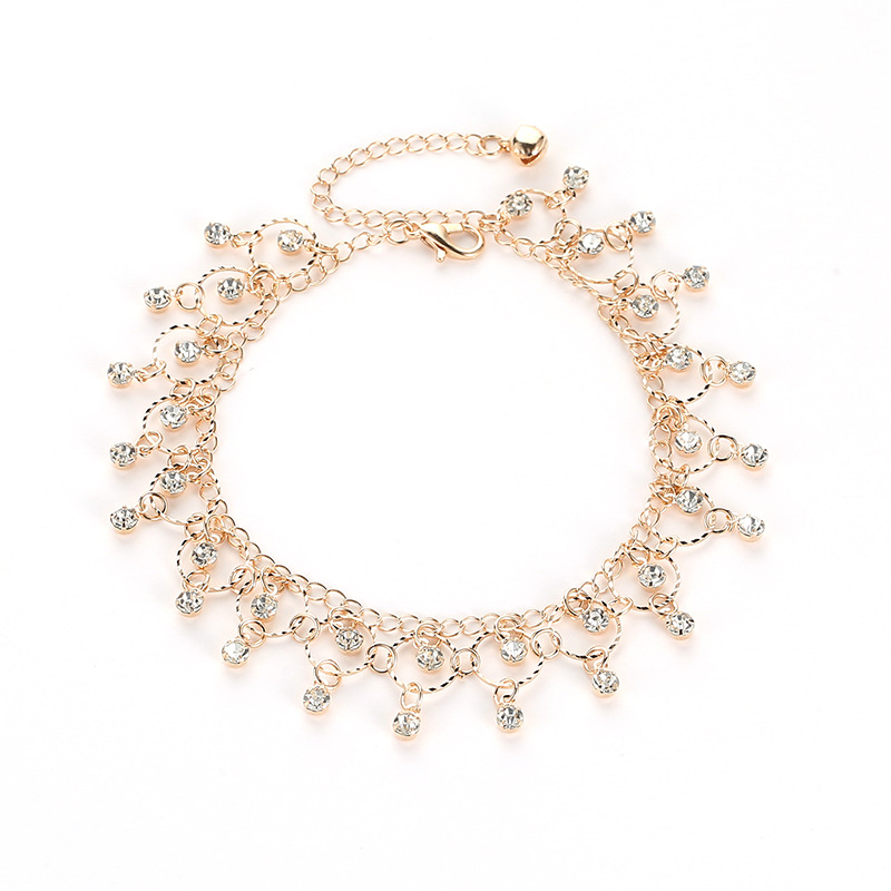 Fashion Beach Dance Yoga Anklet Bracelet For Women Charm Rhinestone Tassel Foot Ring Accessories Girl Ankle Chains Jewelry Anklets For Women Jewelry Leg Bracelet