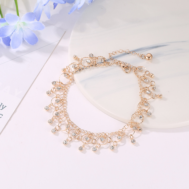 Fashion Beach Dance Yoga Anklet Bracelet For Women Charm Rhinestone Tassel Foot Ring Accessories Girl Ankle Chains Jewelry Anklets For Women Jewelry Leg Bracelet