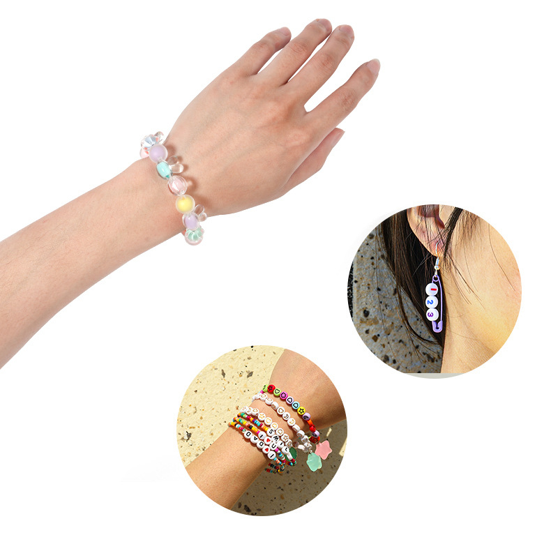 40/60/100/200Pcs Acrylic Colorful Beads Loose Spacer Beads For DIY Jewelry Making DIY Bracelet Beads Necklace Accessories