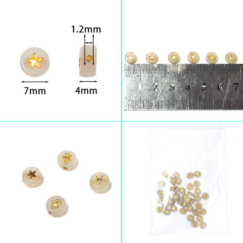 200PCS Mixed Luminous Number Acrylic Beads Letter Beads Round Flat Digital Loose Beads Acrylic Spaced Beads For Jewelry Making Handmade Diy Bracelet Necklace