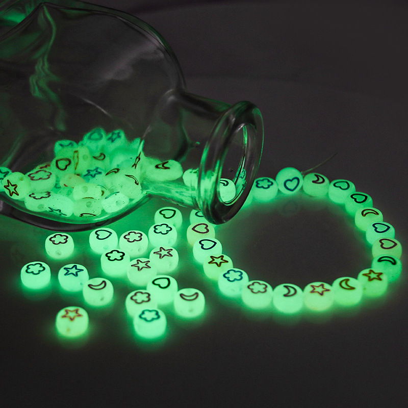 200PCS Mixed Luminous Number Acrylic Beads Letter Beads Round Flat Digital Loose Beads Acrylic Spaced Beads For Jewelry Making Handmade Diy Bracelet Necklace