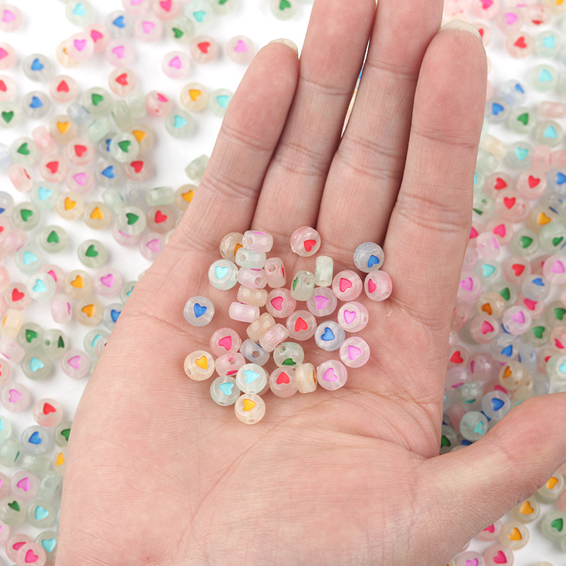 200PCS Mixed Luminous Number Acrylic Beads Letter Beads Round Flat Digital Loose Beads Acrylic Spaced Beads For Jewelry Making Handmade Diy Bracelet Necklace