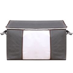 Large Capacity Clothes Storage Bag Organizer Blanket Containers with Reinforced Handle Foldable Storage Bag with Sturdy Zipper Gray 60cm*40cm*35cm