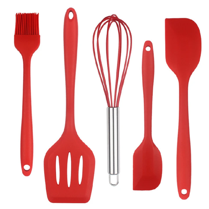 Silicone kitchenware Set 5-Piece Spatula  Cake Tool Oil Brush  Cream Mixer  Silicone Baking Set