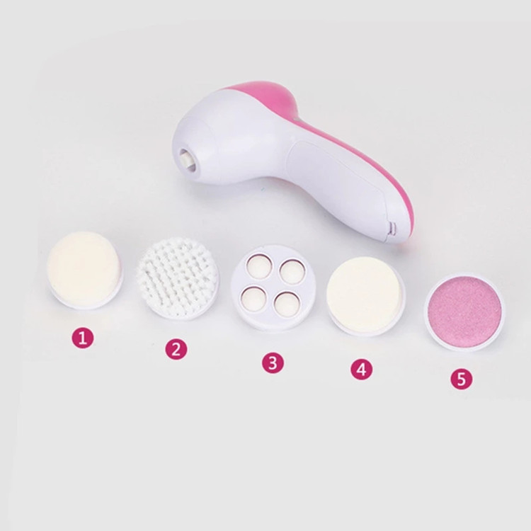 5in1 Face Cleansing Electric Brush Latex Sonic Facial Cleaner Deep Pore Cleaning For Acne Face Massager Facial Tool Set Brush