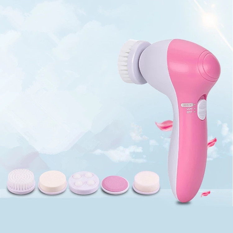5in1 Face Cleansing Electric Brush Latex Sonic Facial Cleaner Deep Pore Cleaning For Acne Face Massager Facial Tool Set Brush