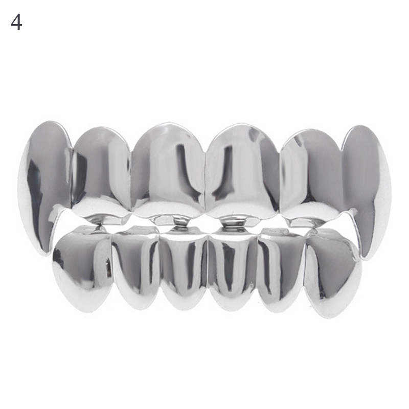 Hip Hop Gold Teeth Grillz Set Top Bottom Tooth Grills Dental Mouth Punk Teeth Caps Cosplay Party Rapper Jewelry New 2022 Hot