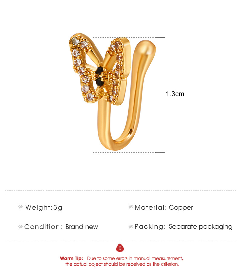 2Pcs Crystal Butterfly Fake Nose Ring Non Piercing Clip On Nose Ring Indian Style Nose Cuff Fake Piercing Septum Nariz Jewelry