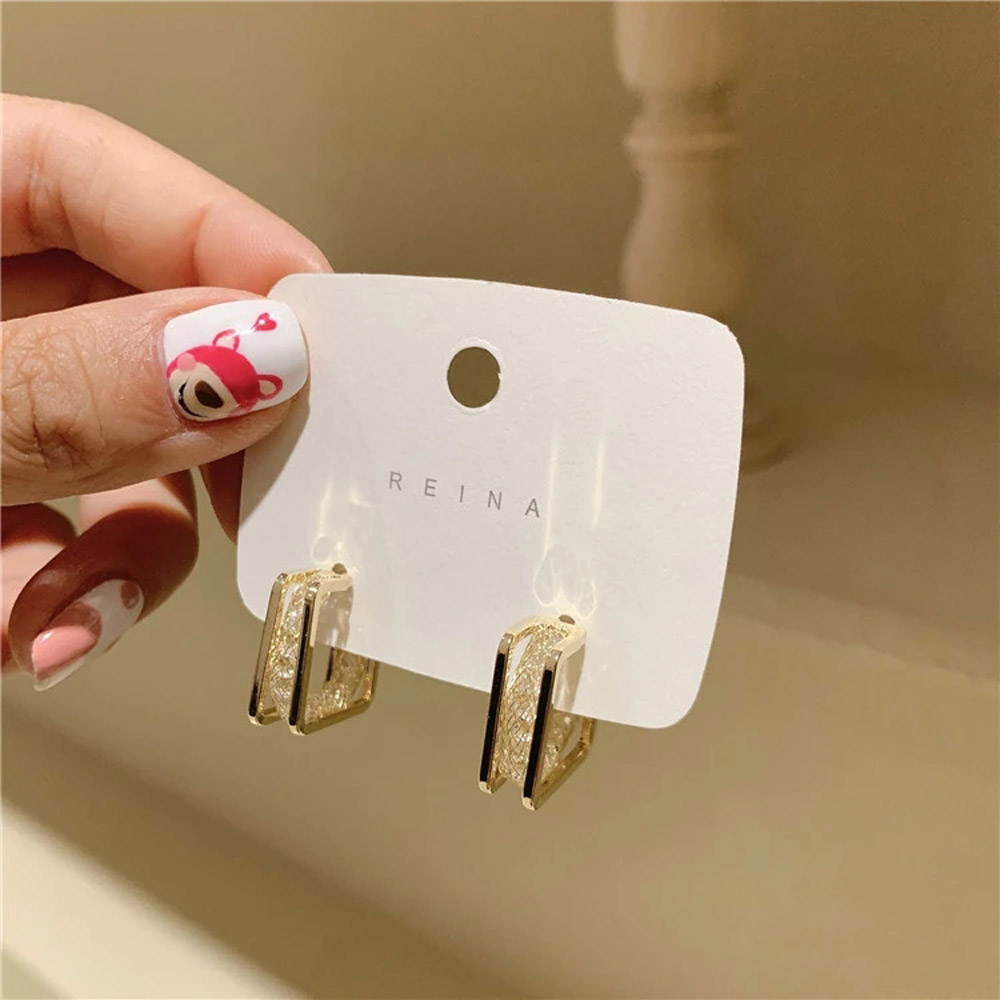 New Fashion Squre Hoop Earrings Metal Geometric Women Earrings Trend Jewelry Gifts