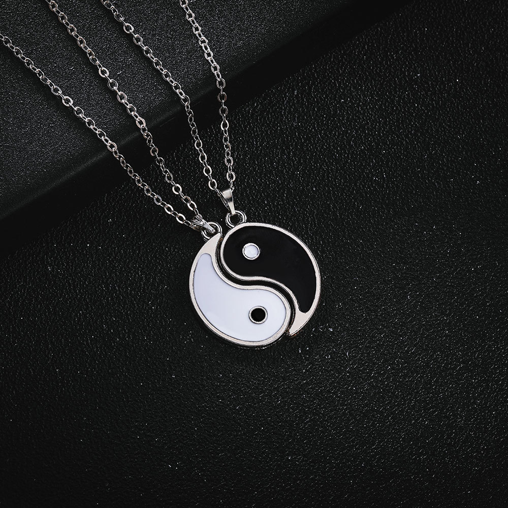 2PCS/Set Couple Stainless Steel Necklaces Chinese Tai Chi Pendant Lover Couple Necklaces for Men Women Jewelry Gift