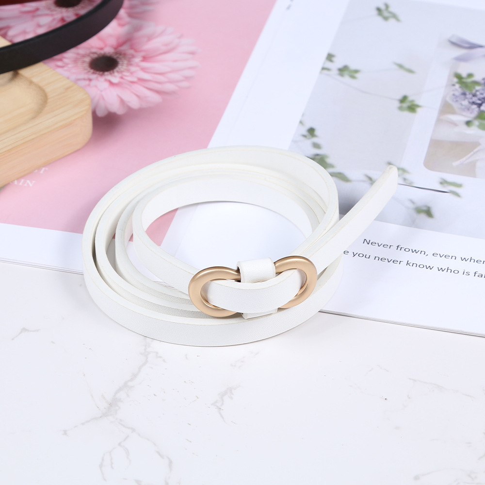 Lady Girls Leisure Waistband Ring Belt Leather Metal Buckle Heart Pin Waist Belts