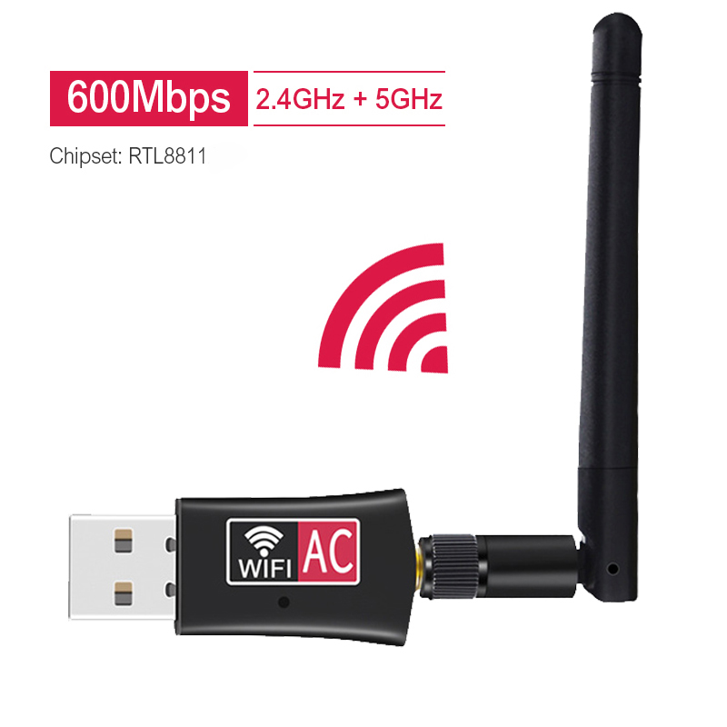 Wireless Wifi Adapter USB AC600 RTL8811CU Dual Band 600Mbps 2.4GHz-5GHz Antenna PC/Tablet Network Card Receiver 802.11b/n/g/ac