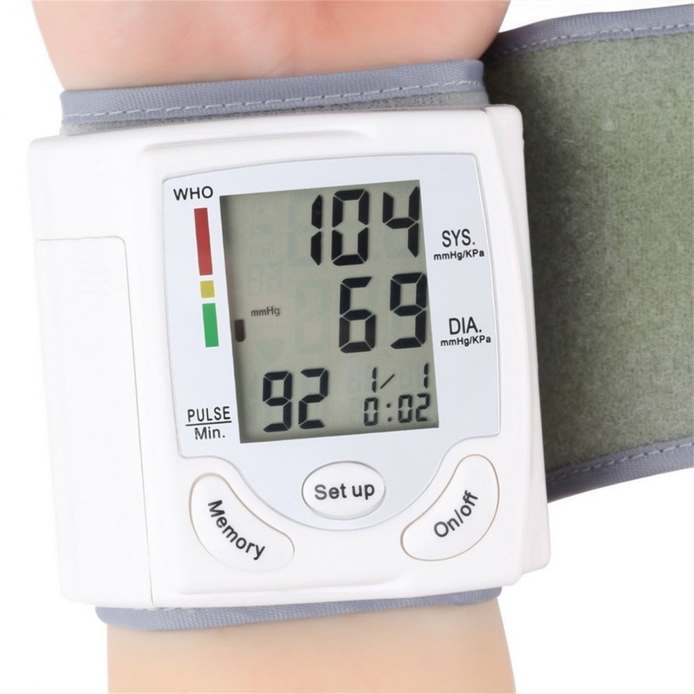 Portable Automatic Sphygmomanometer Digital LCD Display Wrist Blood Pressure Monitor Heart Beat Rate Pulse Meter Tonometer