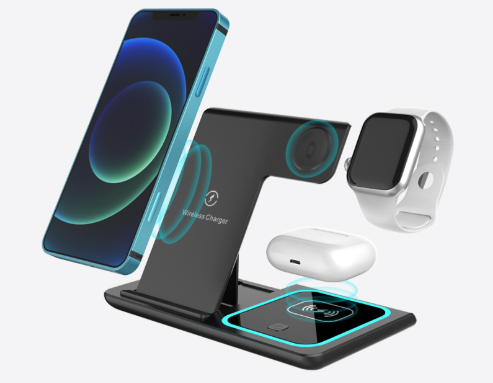 New Foldable 15W Wireless Phone Charger Holder 3 IN 1 Fast Charge Pad For IPhone Airpods Huawei Samsung