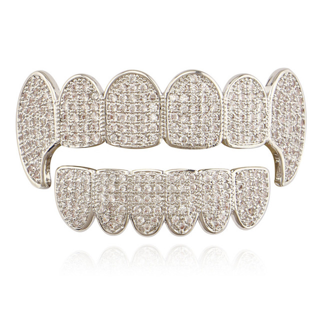 Grill Set Men Women Vampire Grills Gift Hip Hop Teeth Grillz Iced Out  Zircon Mouth Caps