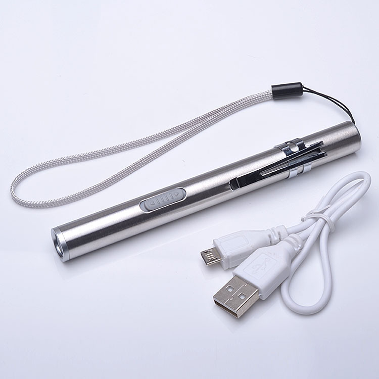USB Rechargeable LED Flashlight High-quality Powerful Mini  LED Torch Waterproof Design Pen Hanging With Metal Clip