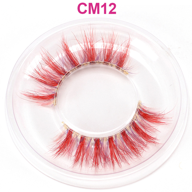 Red 3D Mink Colored Eyelashes Bulk wholesale Dramatic Fluffy Thick Colorful Hot Pink False  Eyelashes Makeup