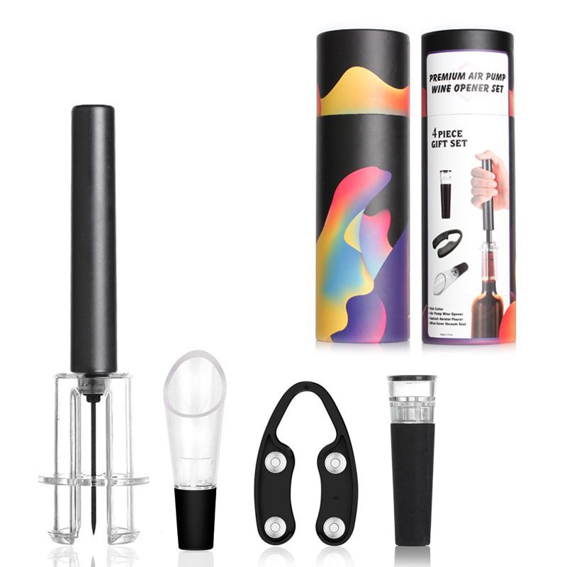 Air Pump Wine Bottle Opener Set Bar Tools Air Pressure Corkscrew Foil Cutter Wine Pourer Vacuum Stopper Kit Kitchen Accessories