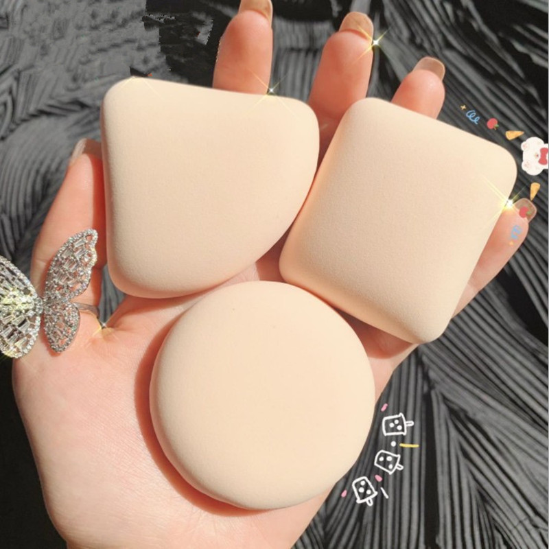 3pcs Makeup Sponge Puff Dry Wet Dual Use Liquid Foundation Smooth Powder Pro Cosmetic Puff Kit Round Square Triangle Shape