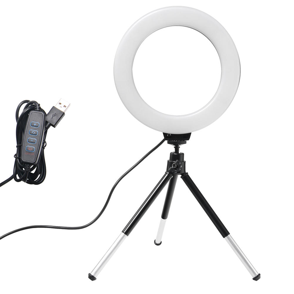 16cm 6 inch Ring Light With Tripod Stand Usb Charge Selfie Led Lamp Dimmable Photography Light For Photo Photography Studio