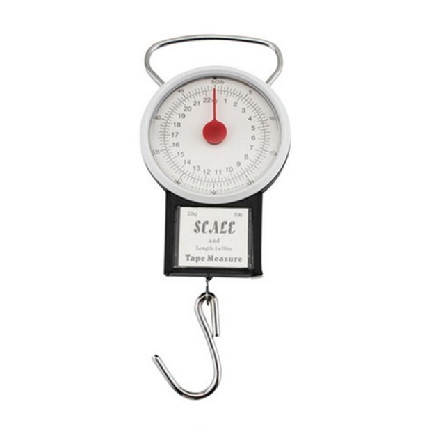 22kg Portable Hanging Scale Balance Fish Hook Weighing Balance Kitchen With Measuring Tape Measure Digital Scale LCD Display