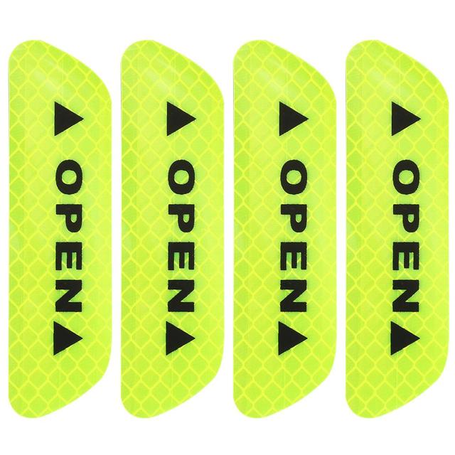 4Pcs/set Car Door Stickers Universal Safety Warning Mark OPEN High Reflective Tape Auto Exterior Motorcycle Bike Helmet Sticker