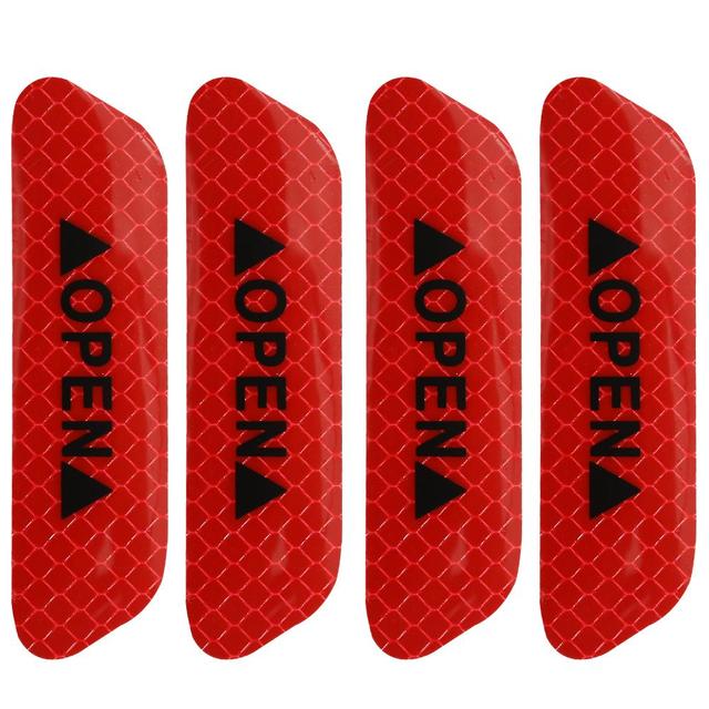 4Pcs/set Car Door Stickers Universal Safety Warning Mark OPEN High Reflective Tape Auto Exterior Motorcycle Bike Helmet Sticker