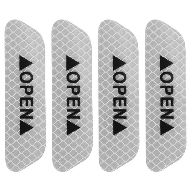 4Pcs/set Car Door Stickers Universal Safety Warning Mark OPEN High Reflective Tape Auto Exterior Motorcycle Bike Helmet Sticker