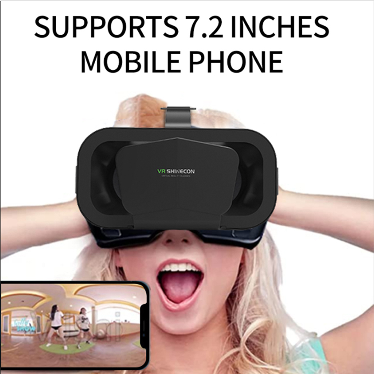Virtual Reality 3D VR Headset Smart Glasses Helmet for Mobile Cell Phone Smartphones 7 Inches Lenses Binoculars with Controller