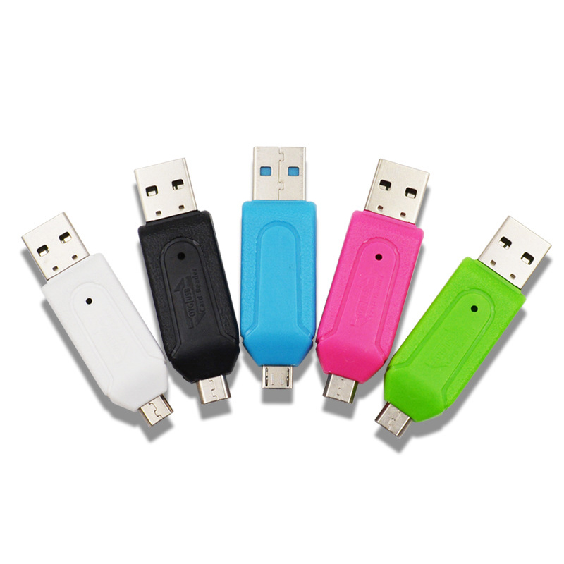 1pc Randomly Shipping 2 In 1 Micro USB OTG To USB 2.0 Adapter Memory Card Reader USB Phone Extension Headers 2.0 SD/Micro SD TF Card Converters