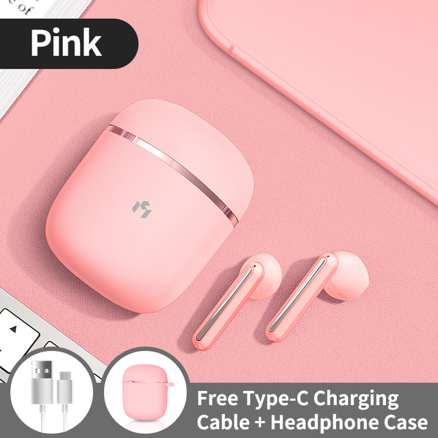 Wireless Bluetooth Headphone Women Headset Stereo Bluetooth 5.0 Earbuds Touch Control Noise Cancelling