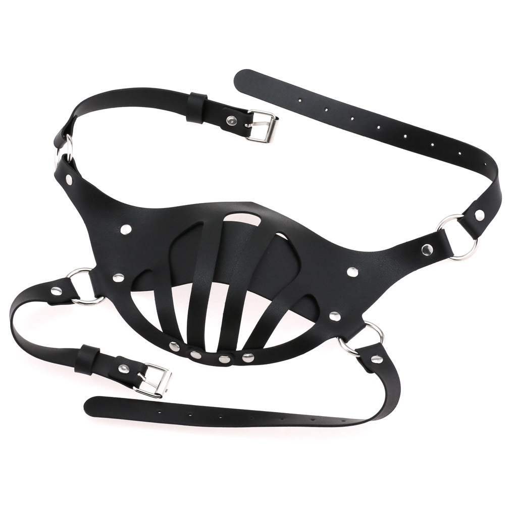Leather Harness Mask Gothic Punk Cosplay Party Face Mask Halloween Hollow out Masks