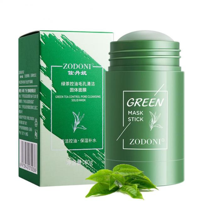 Green Tea Mask Solid Face Mask Stick Oil Control Moisturizing Cleaning Mask Acne Treatment Blackhead Remove Pores Purifying Skin Care