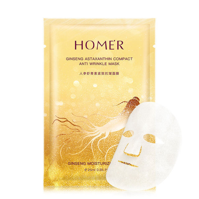 pcs Ginseng Astaxanthin Firm Anti-Wrinkle Silk Facial Masks Hydrating Moisturizing Anti-Aging Oil-control Skin Care Mask