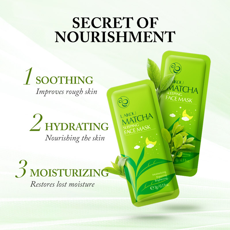 15Pcs Matcha Face Mask Sleeping Facial Mask Beauty Skin Care Moisturizing Skin Lightening Face Care