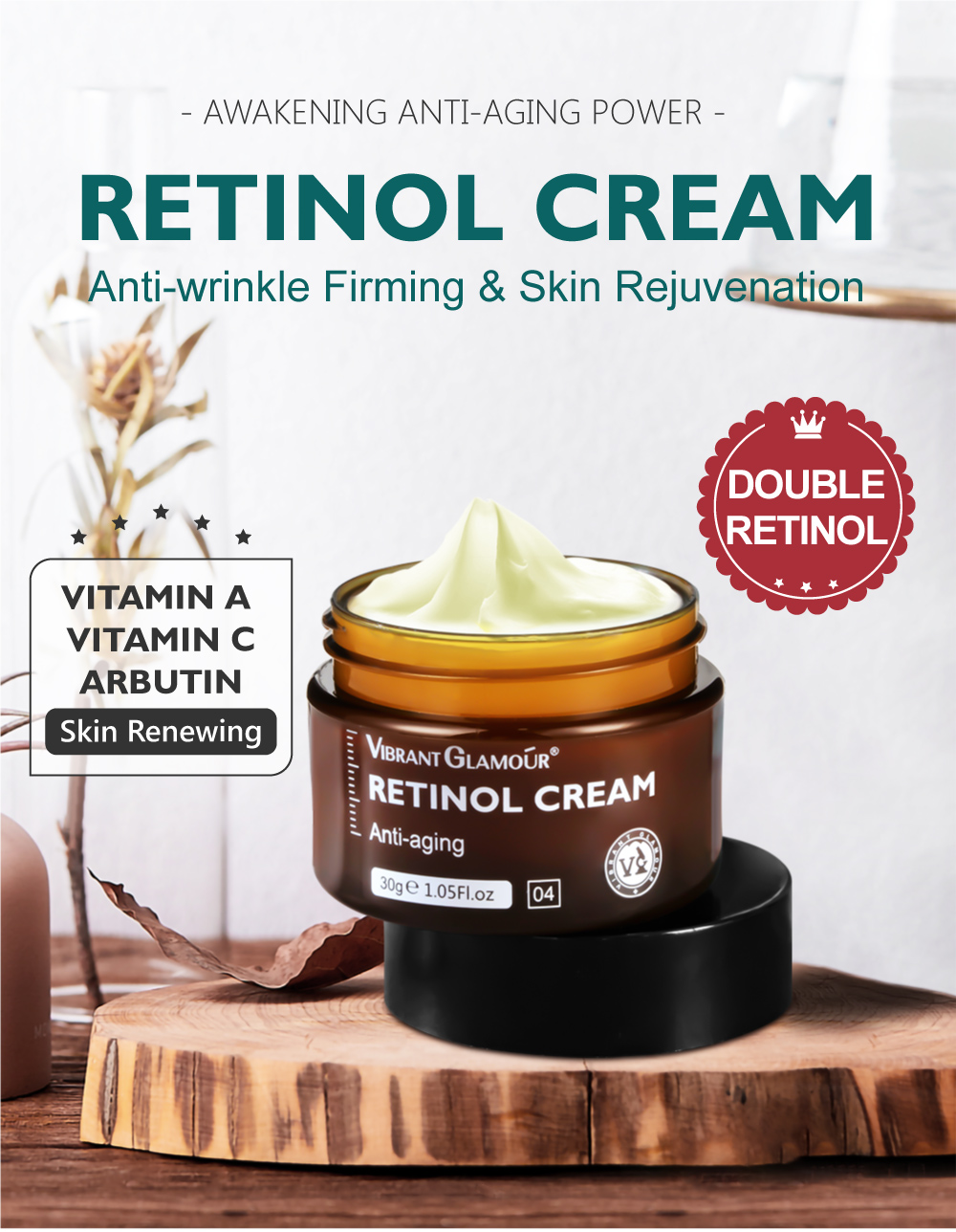Retinol Face Cream Anti-Aging Remove Wrinkle Firming Lifting Whitening Brightening Moisturizing Facial Skin Care