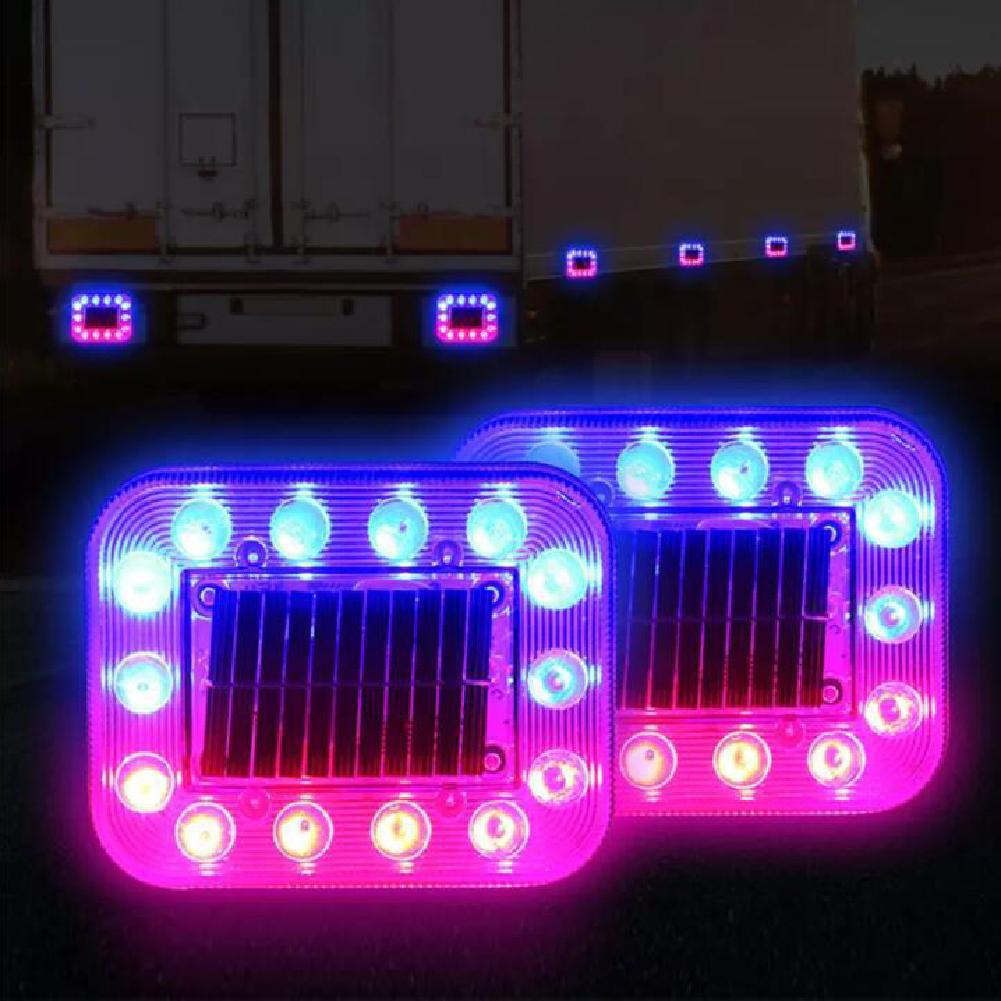 2PCS Led Strobe Solar Warning Light Flashing Car Truck Emergency Flash Light Anti-Tail  Light Waterproof Taillight