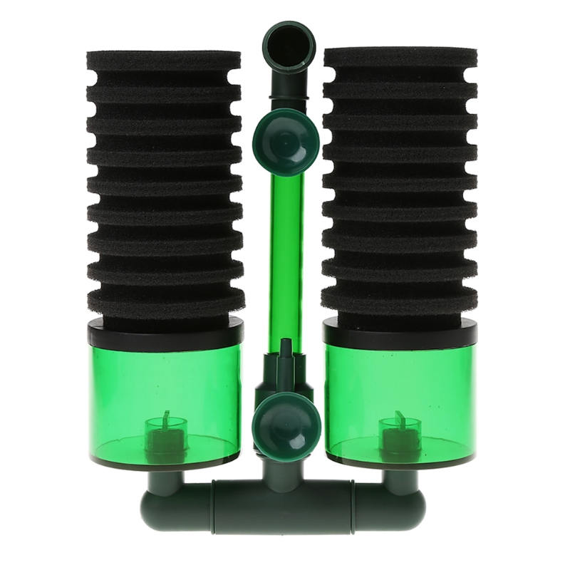 Aquarium Fish Tank Biochemical Sponge Filter Air Pump Double Head w/ Suction Cup
