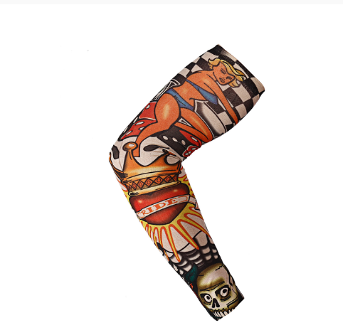 Fashion New Men Flower Arm Tattoo Sleeves Seamless Outdoor Riding Sunscreen Arm Sleeves Sun Uv Protection