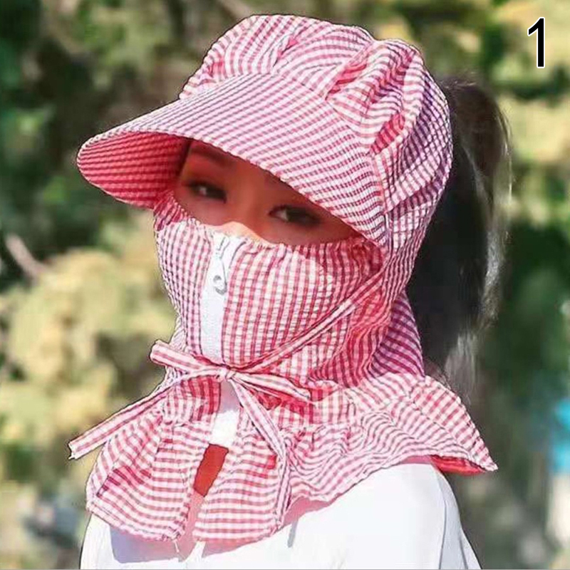 Women Anti-UV Sun Hat Multi Function  Summer Hat Lady Striped Wide Brim Visor Cap Female Neck Protect Riding Hunting Hat