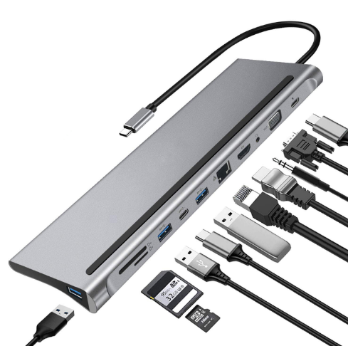 Laptop Docking Station USB C to Dual HDMI-Compatible VGA, USB type C Dock Hub MST Multi-Display For HP Dell XPS Lenovo Asus Macbook