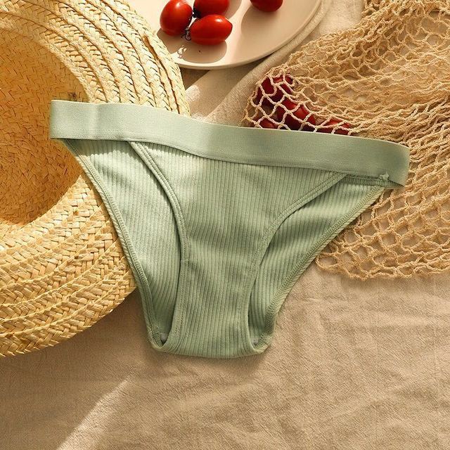 3pcs Women's Thread Cotton Underwear Large Size Sexy Seamless Panties Simple Low Waist Girls Thong Briefs