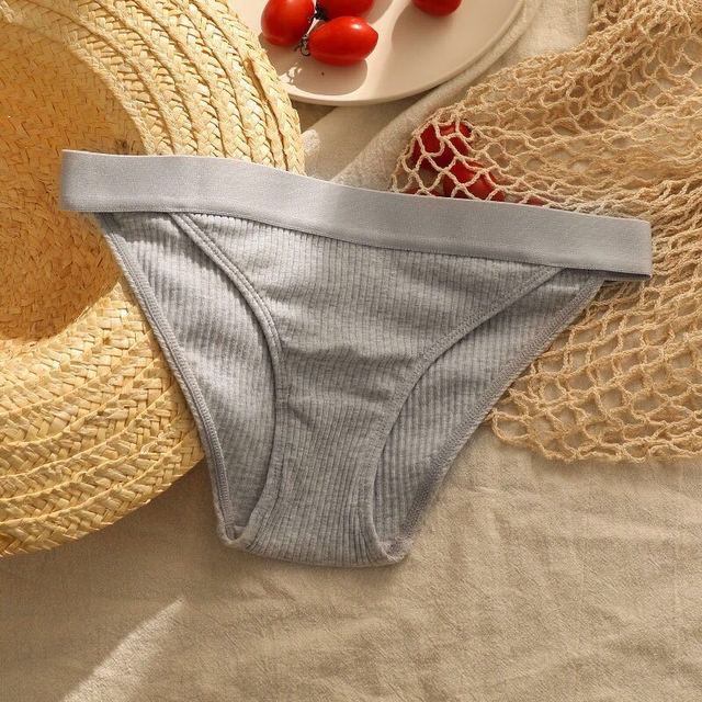 3pcs Women's Thread Cotton Underwear Large Size Sexy Seamless Panties Simple Low Waist Girls Thong Briefs