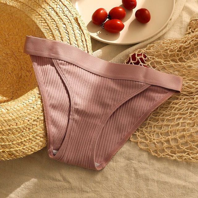 3pcs Women's Thread Cotton Underwear Large Size Sexy Seamless Panties Simple Low Waist Girls Thong Briefs