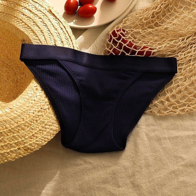 3pcs Women's Thread Cotton Underwear Large Size Sexy Seamless Panties Simple Low Waist Girls Thong Briefs