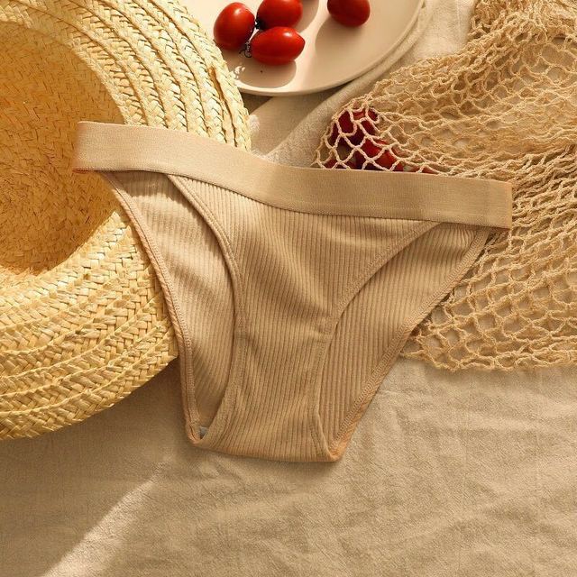 3pcs Women's Thread Cotton Underwear Large Size Sexy Seamless Panties Simple Low Waist Girls Thong Briefs