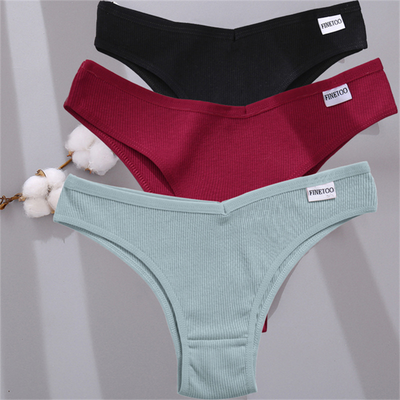 3pcs Women's Cotton Panties Ladies Sexy V Waist Brazilian Underwear Female T-Back Briefs Panty Girls Intimates Lingerie