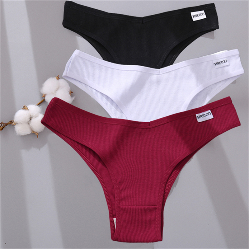 3pcs Women's Cotton Panties Ladies Sexy V Waist Brazilian Underwear Female T-Back Briefs Panty Girls Intimates Lingerie